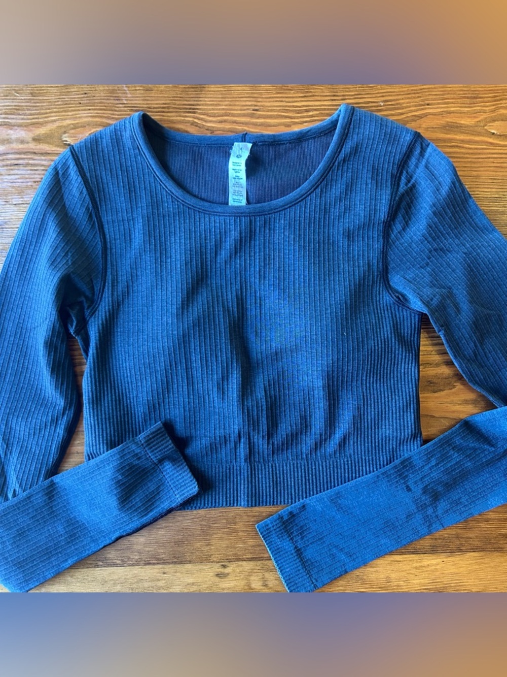 Lululemon Ebb to Street Ribbed LS Cropped Top 6 Small
